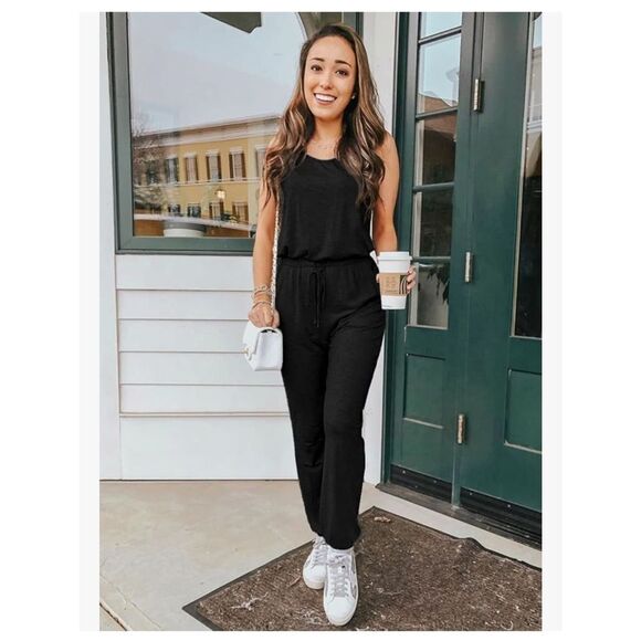 NEW Black Pretty garden Sleeveless Jumpsuit One Piece M - Picture 5 of 6